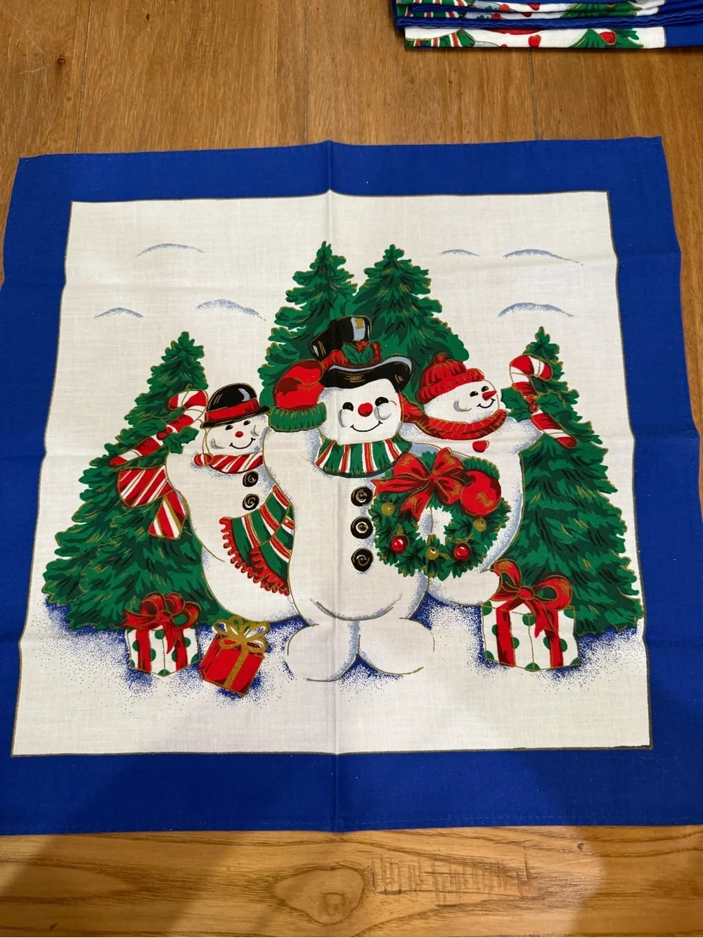 Tobin Christmas Holiday Snowman Dinner Napkins 16x16 Wreath Candy Cane Set 6
